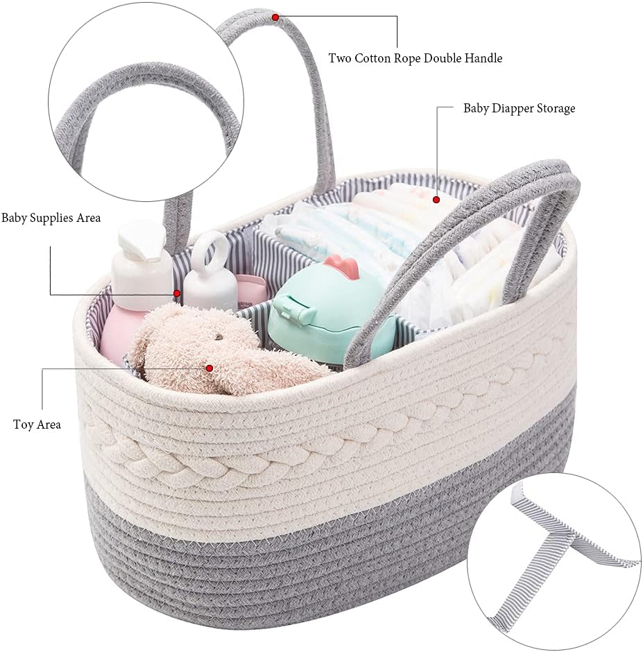 YeaYee Baby Windel Caddy Organizer，Multifunktionale Aufbewahrungsbox für Windeln， mit wechselbaren F