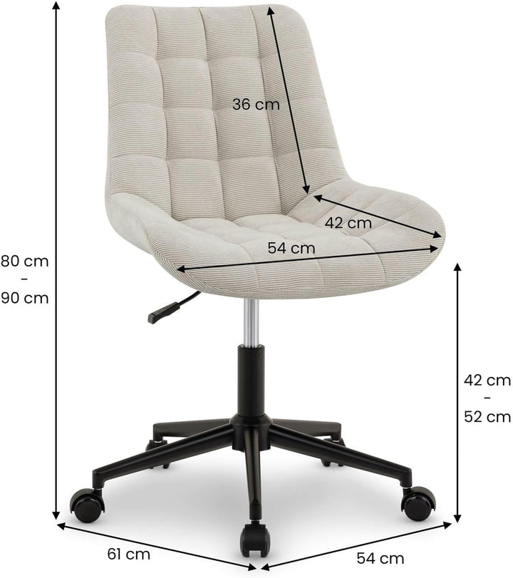 IDIMEX Drehstuhl VASILO höhenverstellbar, Beige - Bürostuhl mit Metallgestell in schwarz, drehbarer
