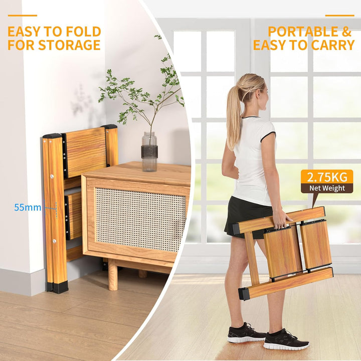 KULACO Trittleiter 2 Stufen klappbar, Aluminium Klappleiter, Tragbare Stufenleiter, rutschfeste Haus