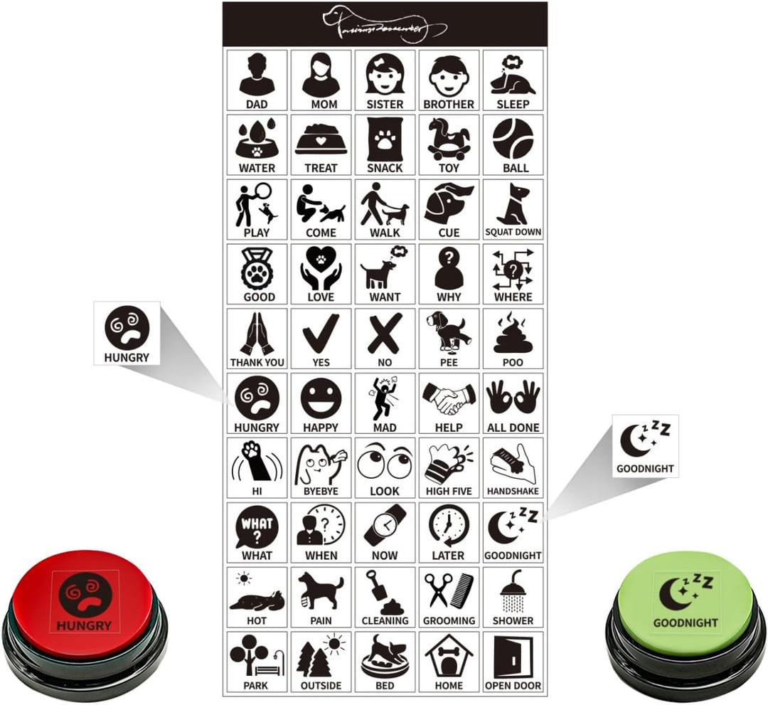 4 Stück Sprechender Hund Button Set, Hundetaste zum Sprechen mit Ihrem Hund, 30 Sekunden beschreibba