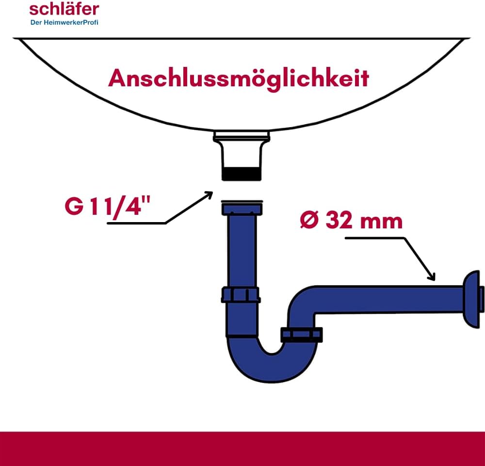 Schläfer 4395101 | S-förmiger Siphon für Waschbecken, Spülbecken und Wäschespüle, Universalanschluss