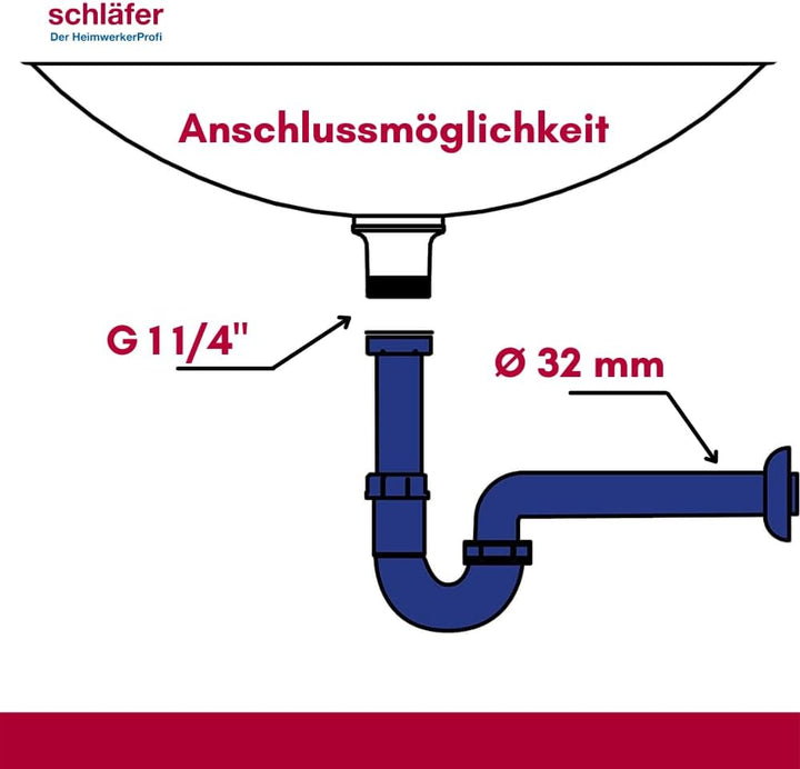 Schläfer 4395101 | S-förmiger Siphon für Waschbecken, Spülbecken und Wäschespüle, Universalanschluss