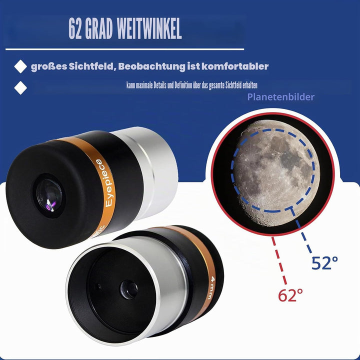 Svbony Okular 4mm, 1,25” Teleskop Okular Asphärische Linse 62° Weitwinkelokular, Scharfe Bilder Kont