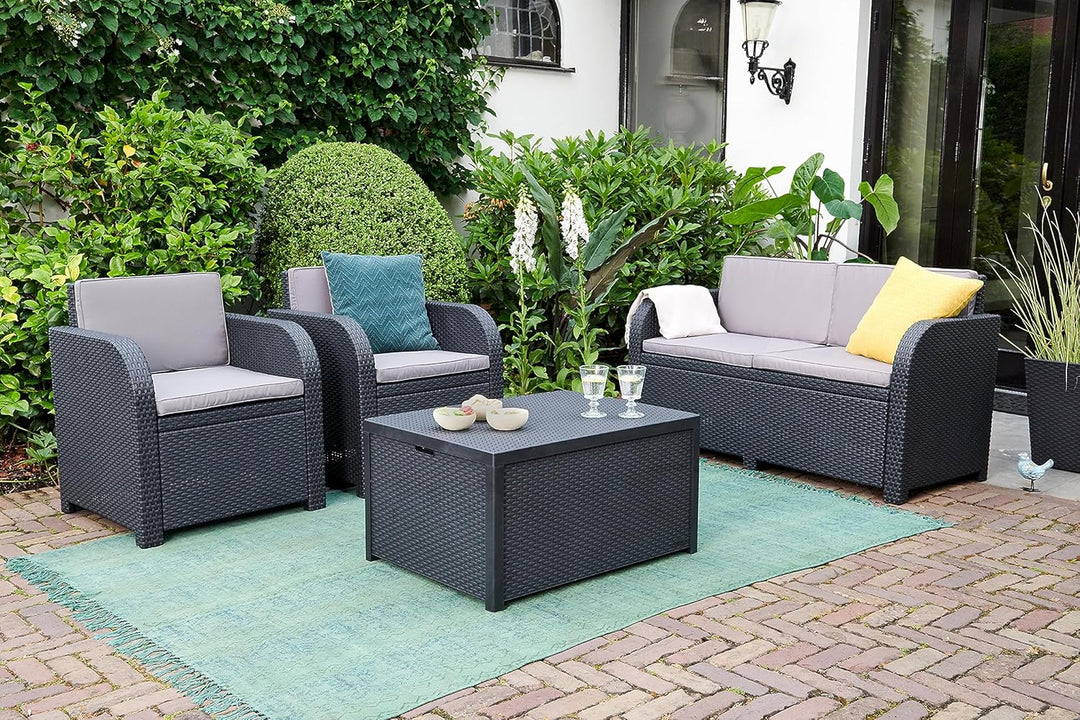 "Allibert by Keter" Gartentisch Arica, graphit, mit Stauraum, Deckel abnehmbar, Kunststoff, flache R