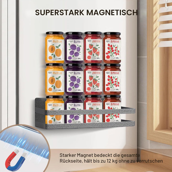 Uten Magnetisches Gewürzregal, 2 Pack Magnetisches Regal Gewürzregal, Abnehmbares Magnetisches Kühls