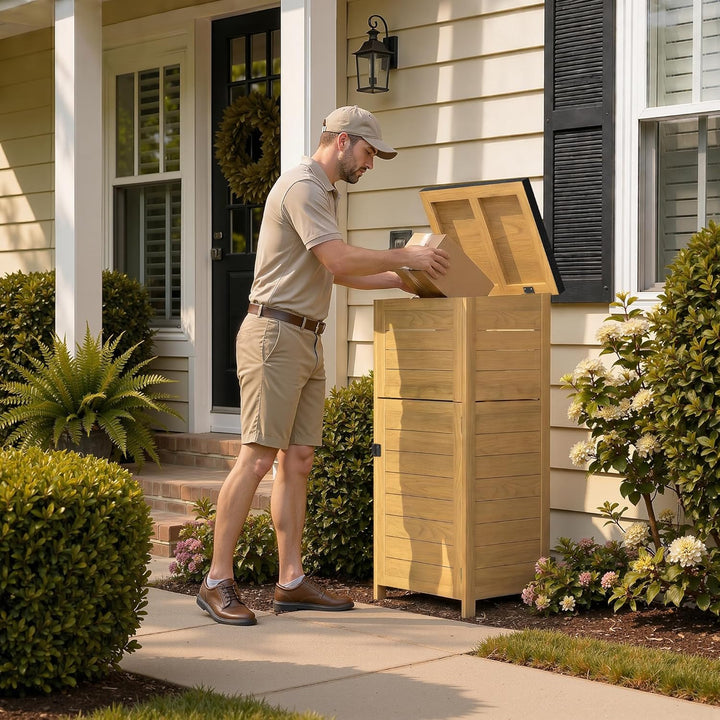 Pamapic Paketbox, Extra Grosse Briefkasten mit Paketfach den Aussenbereich, Bodenmontiert, Abschlies