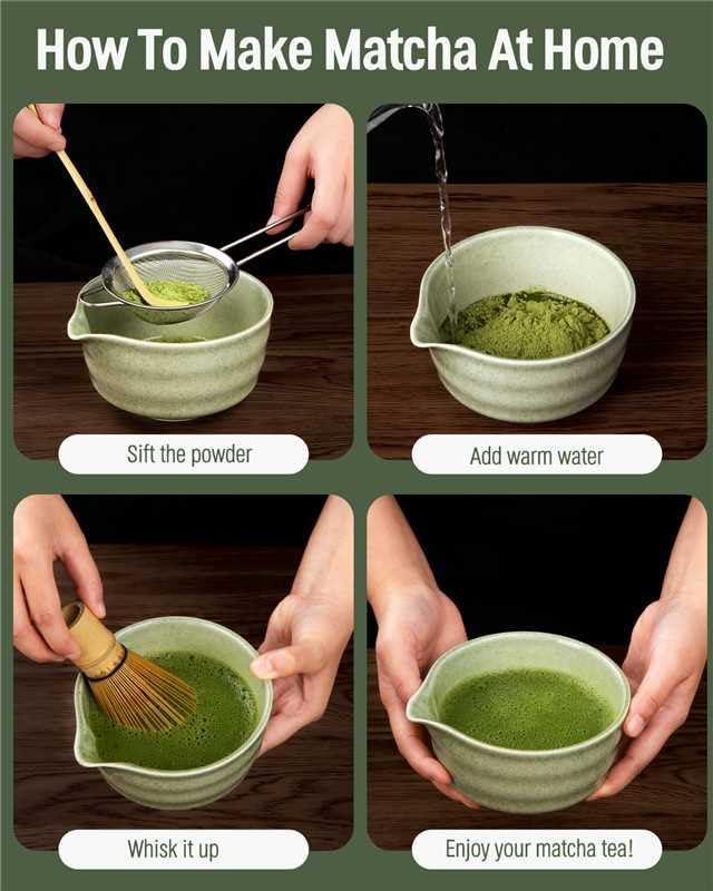 Matcha Besen Set, ThymeSpace Matcha Set für die Teezeremonie, 5 Stück traditionelles japanisches Mat