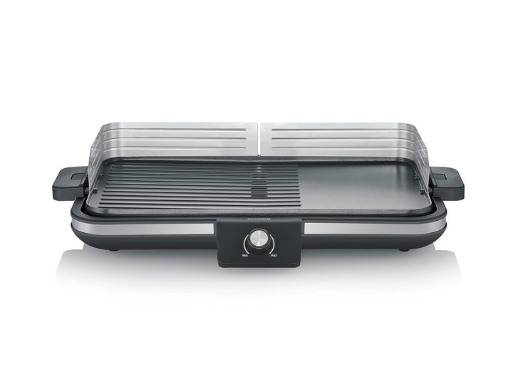 SEVERIN Tischgrill Plancha, antihaftbeschichtete Plancha Grillplatte mit glatter und gerippter Oberf