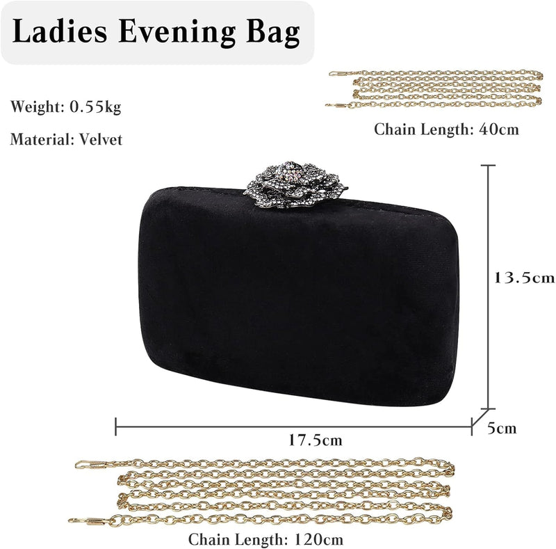 CORIOS Damen Abendtasche Samt Clutch Bag Glitter Handtasche Glänzend Schultertasche Kette Tasche Shi