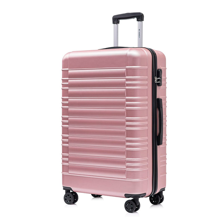 Koffer Suitcase XL Roségold, Trolley Reisekoffer, Rollkoffer Handgepäck mit 4 Rollen 360°, Hartschal