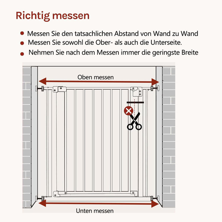 WOLTU Treppenschutzgitter, Türschutzgitter, Absperrgitter, inkl. 10 cm Verlängerung, 75-97 cm, mit/o