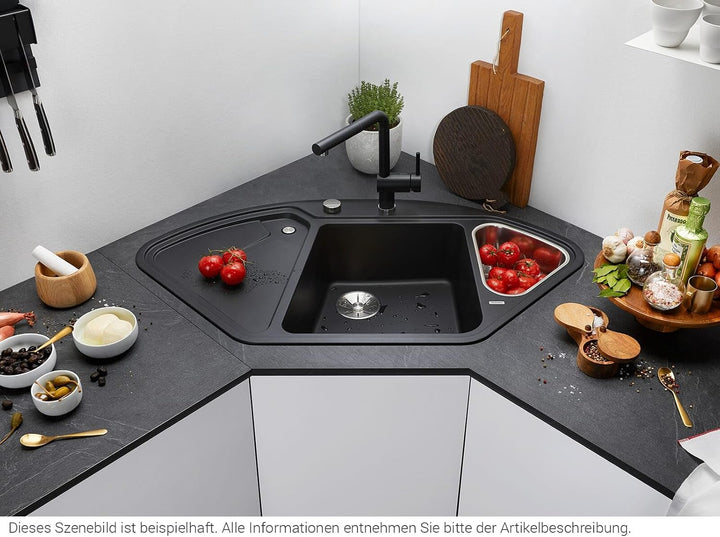 BLANCO DELTA II | SILGRANIT weiss | Einbauart: Einbau von Oben | Hauptbecken links | mit Ablauffernb