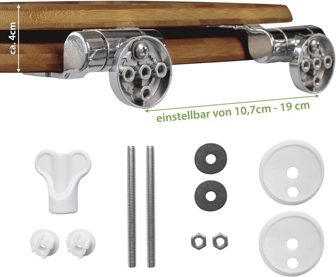 banjado® Hochwertig gravierter Design WC Sitz Bambus Absenkautomatik Kugelfisch/Toilettendeckel mit