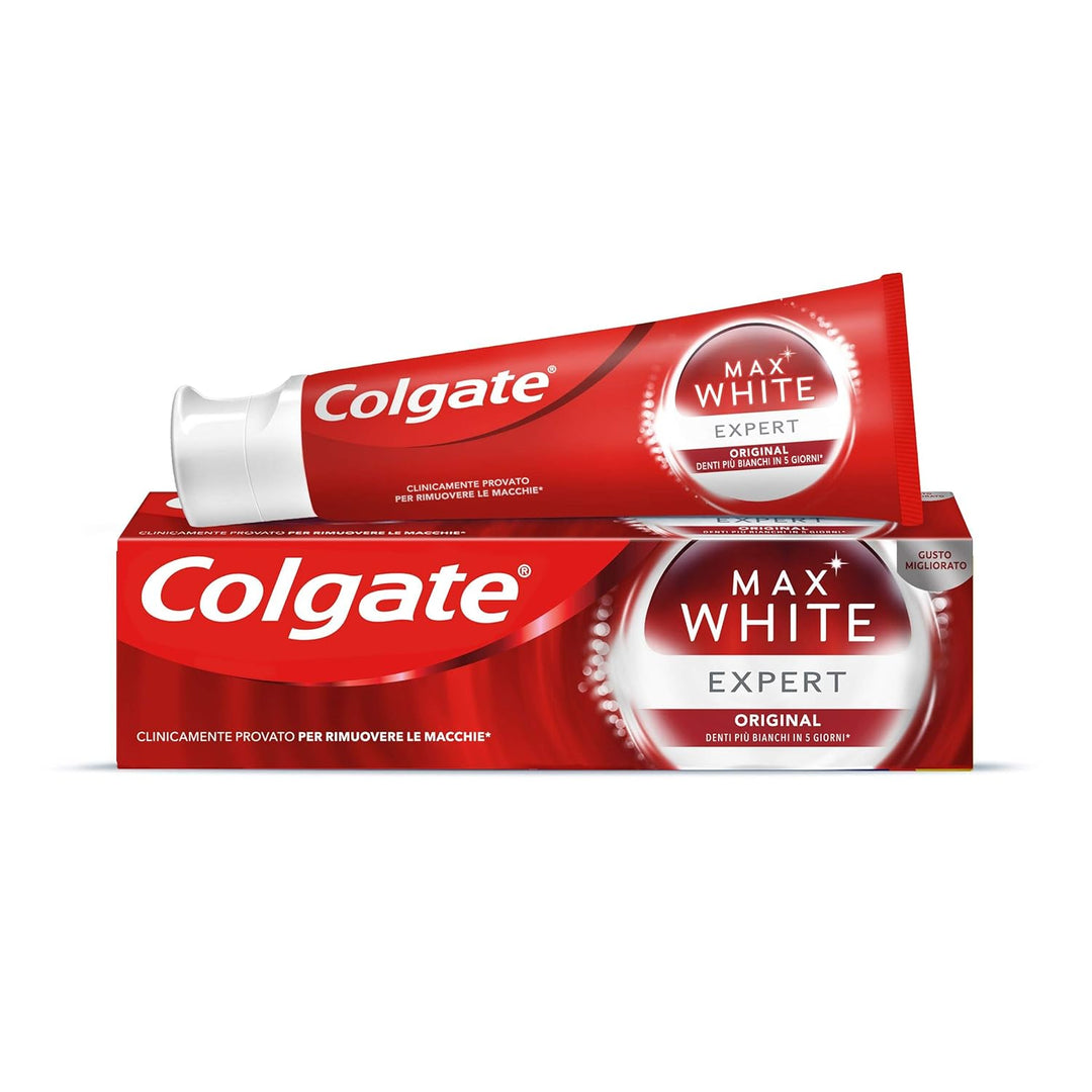 Colgate Max White Expert White Original 12 Packungen mit 75 ml Die weisssten Zähne in 5 Tagen* I San