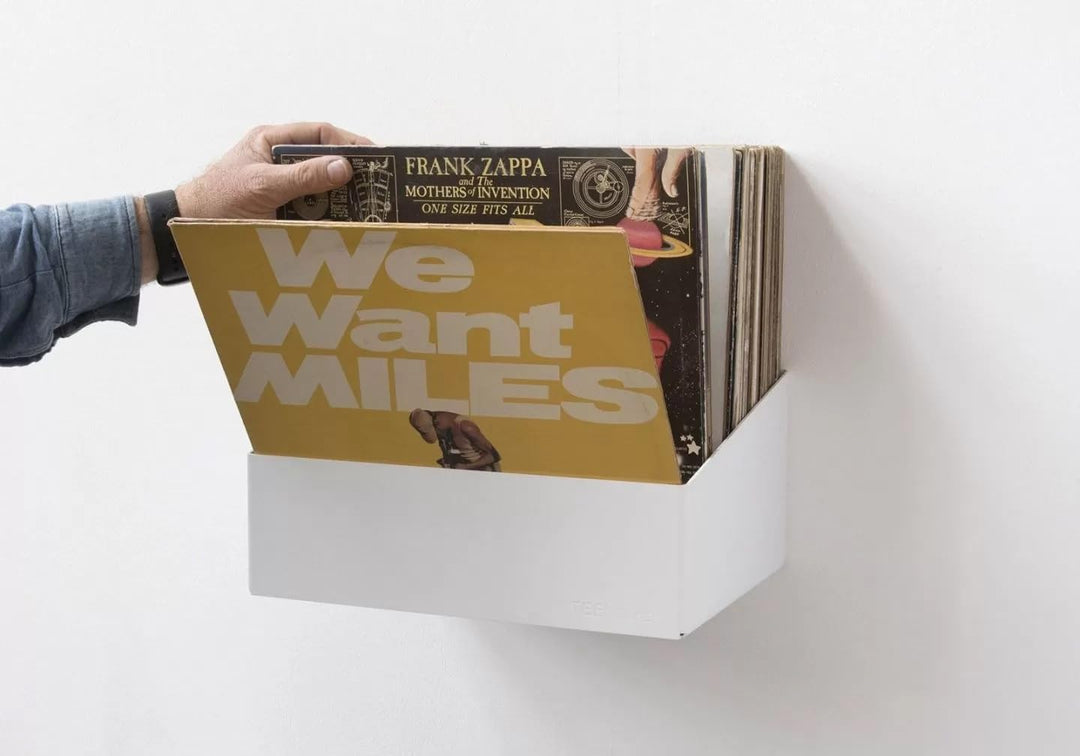 TEEbooks – 1 Schallplatten Wandhalterung 32 cm | Vinyl Regal aus Stahl Weiss | Unsichtbares Schallpl
