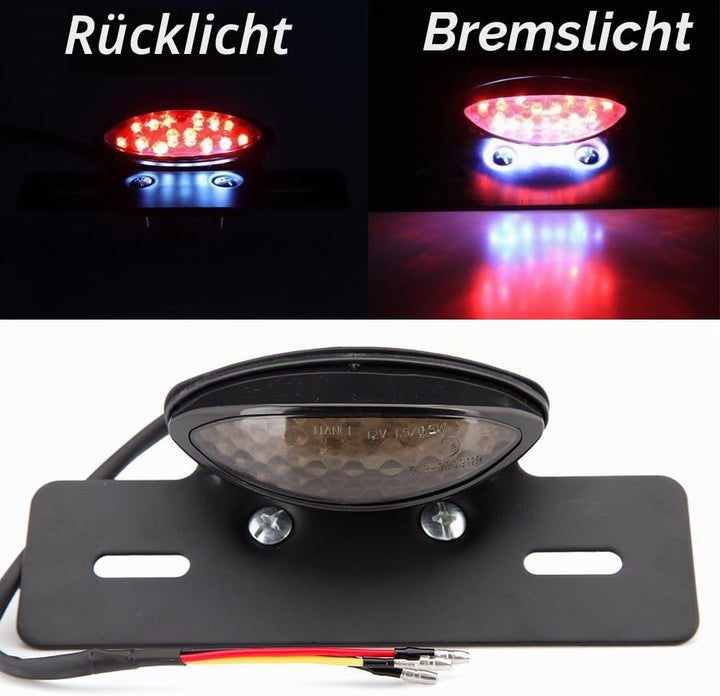 19 LED Motorrad Rücklicht Integriertes Nummernschild Bremsleuchte hinten für Racer Bobber Street Bik