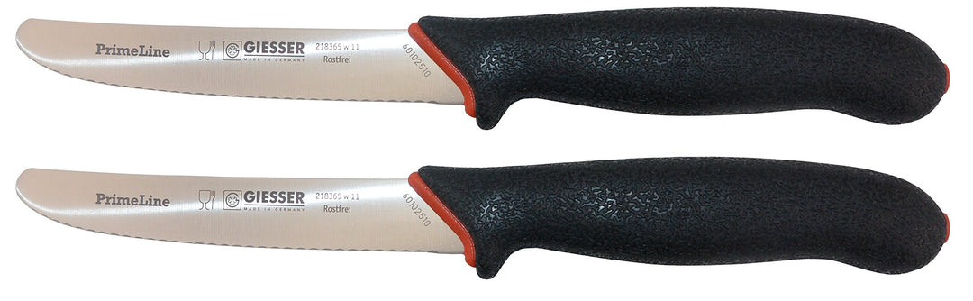 Giesser 2x Messer PrimeLine Chef 11 cm Klingenlänge Universalmesser mit Wellenschliff Arbeitsmesser