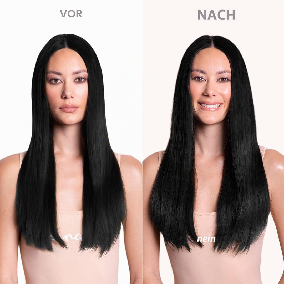 WENNALIFE Clip In Extensions Echthaar, 150g 60cm 9pcs Tief Schwarz Clip In Extensions Hair Extension