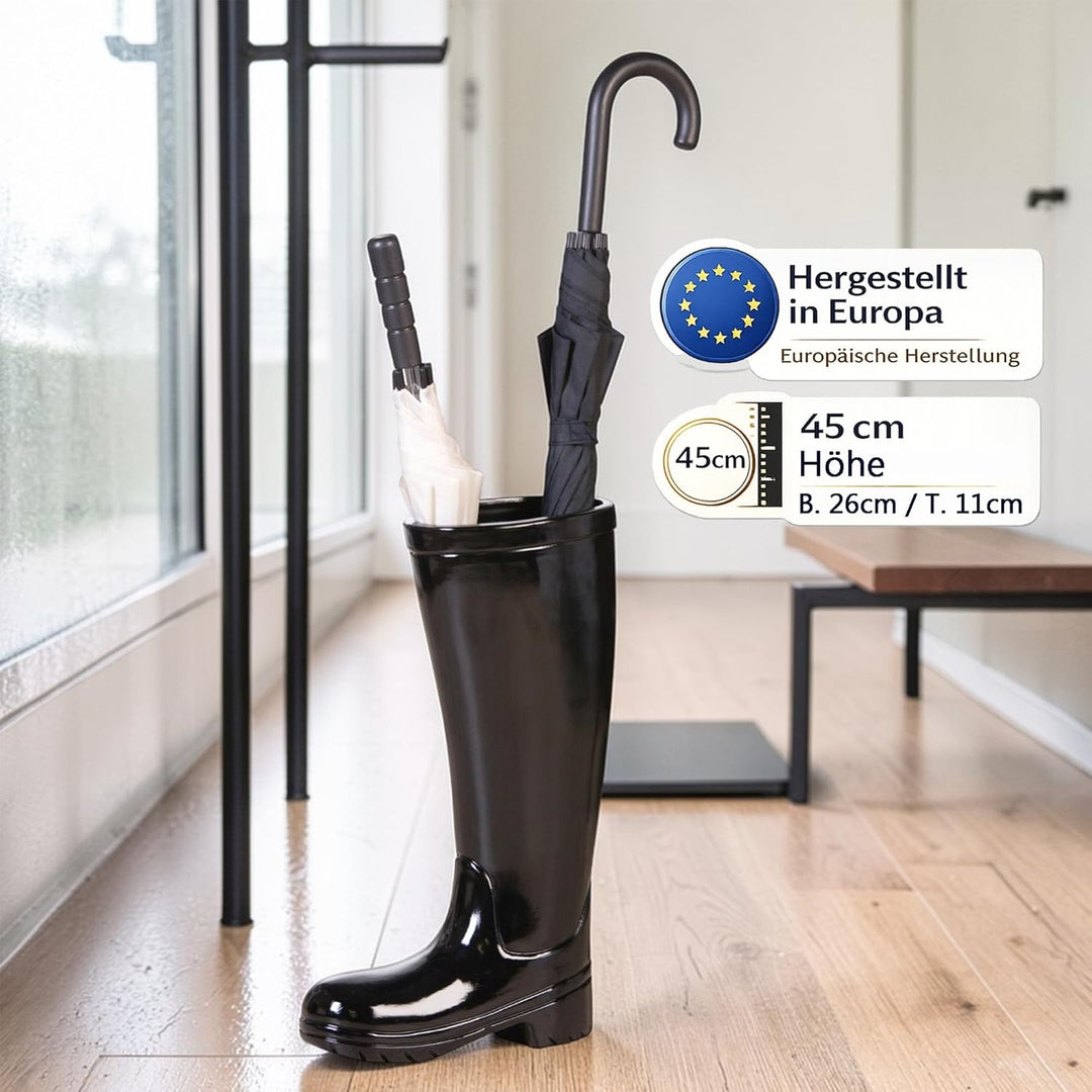Casablanca Deko Gummistiefel Schirmständer aus Keramik mit Wasserauffangschale - Regenschirmständer