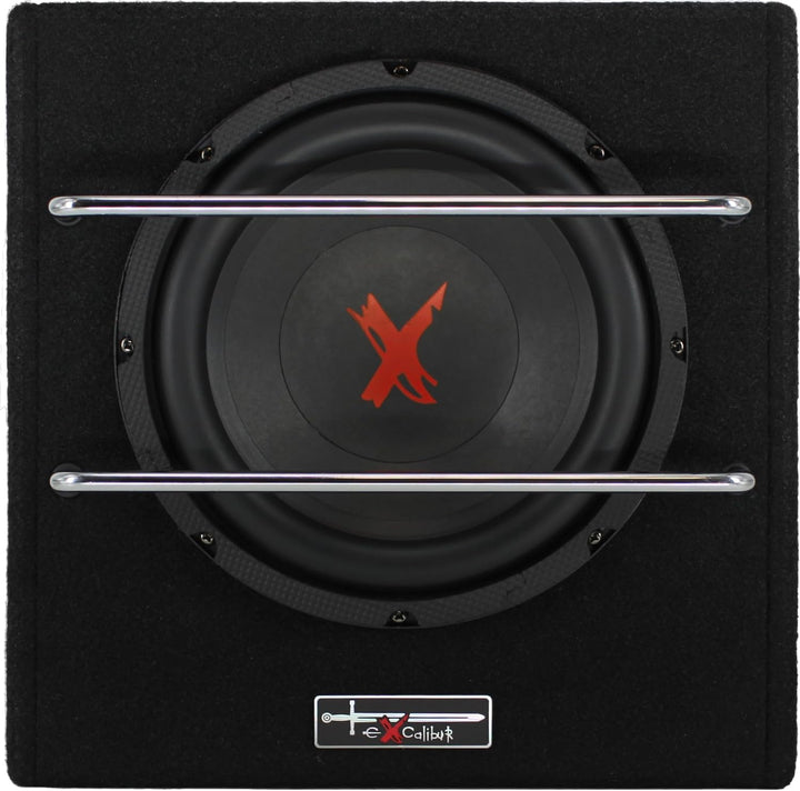 Excalibur X801BA, 8 Zoll Aktiver Auto Subwoofer, Integrierter Verstärker, Untersitz-Bassbox mit Clas