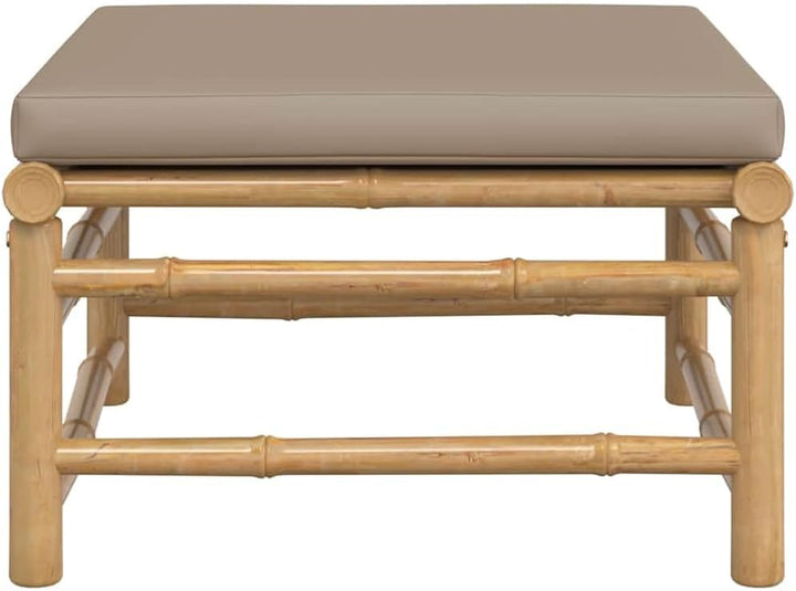 vidaXL Gartenhocker mit Taupe Kissen Bambus Fusshocker Taupe, Fusshocker Taupe