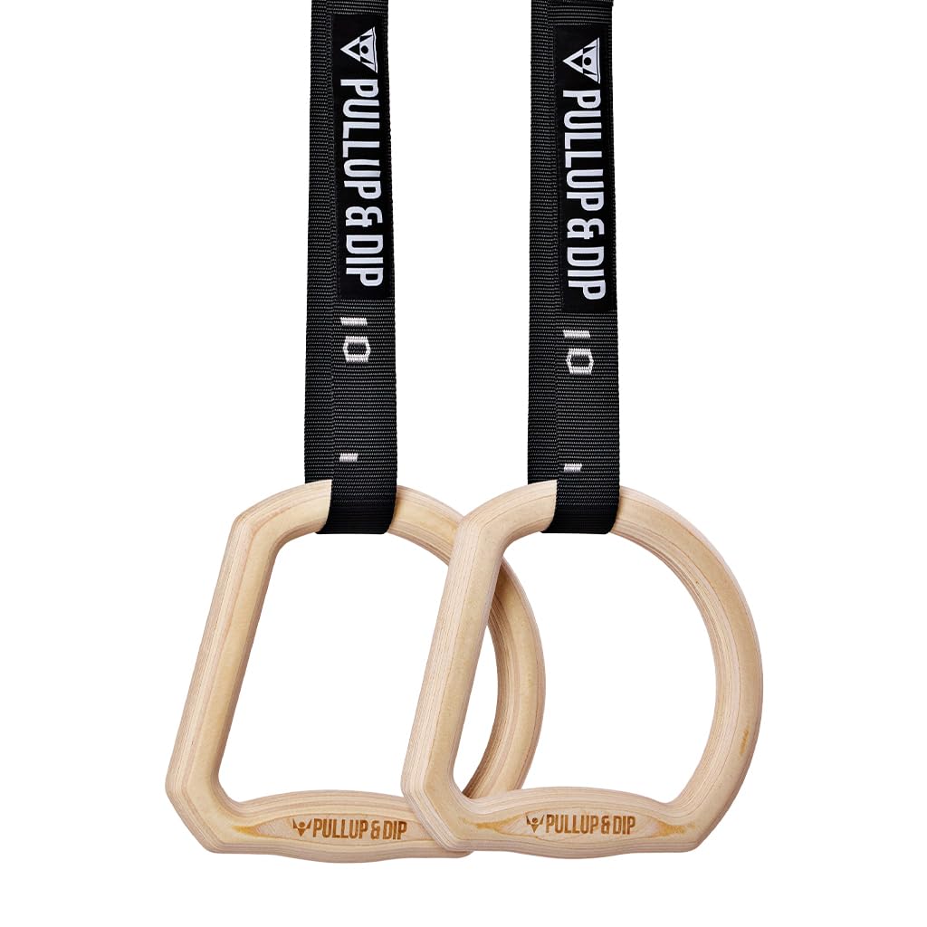 PULLUP & DIP Premium Turnringe Holz, Gym Rings Gymnastikringe, Turnerringe für Calisthenics, Breite