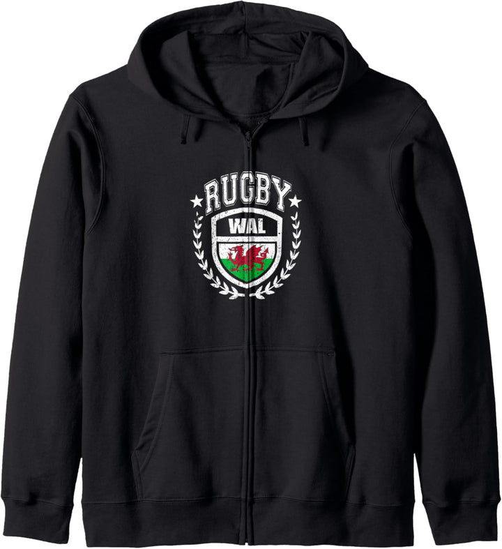 Wales Rugby Ausrüstung walisische Flagge Vintage Sport Kapuzenjacke