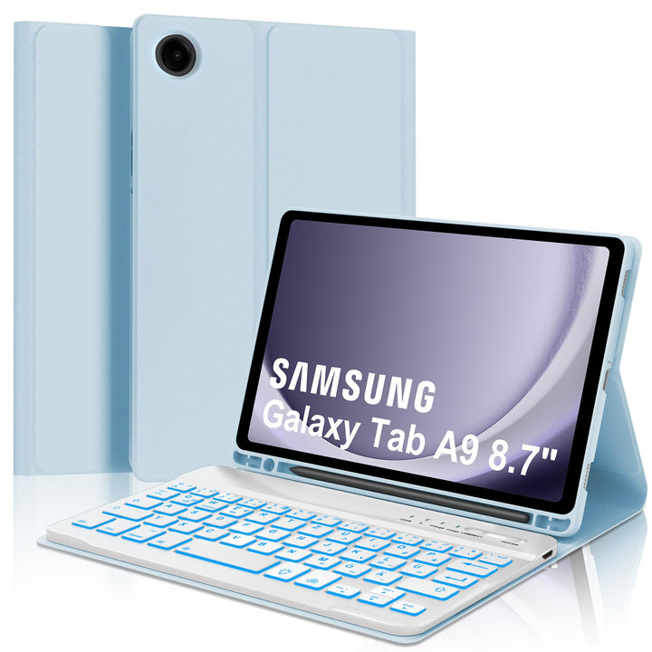 IVEOPPE Hülle mit Tastatur für Samsung Galaxy Tab A9 8.7", Tastatur für Samsung Tablet A9 2023, Magn