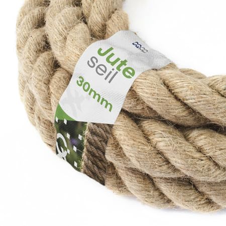 DQ-PP JUTESEIL | 10m | 30mm stark | Kordel Natur Braun Naturfasern | Jutekordel| Deko Seil | Dekokor