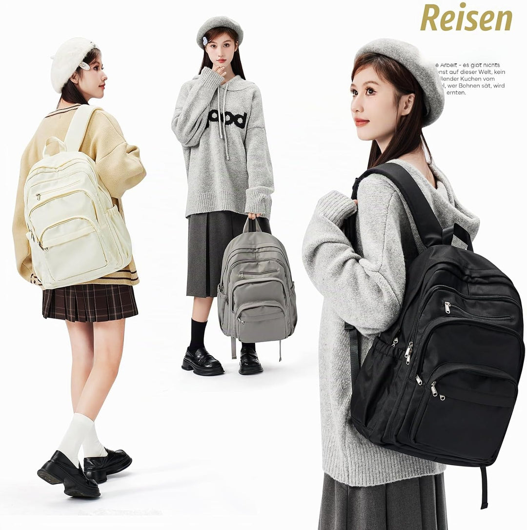 Rucksack Damen Herren, Leichter Schulrucksack Teenager Mädchen Jungen Beige, Beige