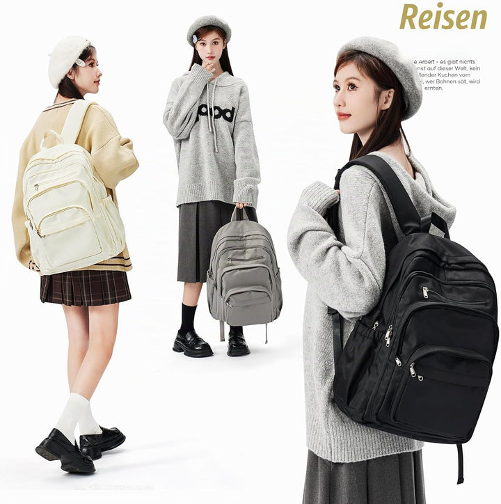 Rucksack Damen Herren, Leichter Schulrucksack Teenager Mädchen Jungen Beige, Beige