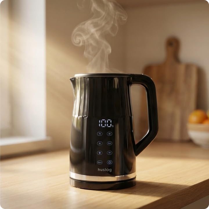 Elektrischer Wasserkocher mit Temperaturanzeige 1,7L 2200W Warmhaltefunktion 4 Temperaturprogramme T