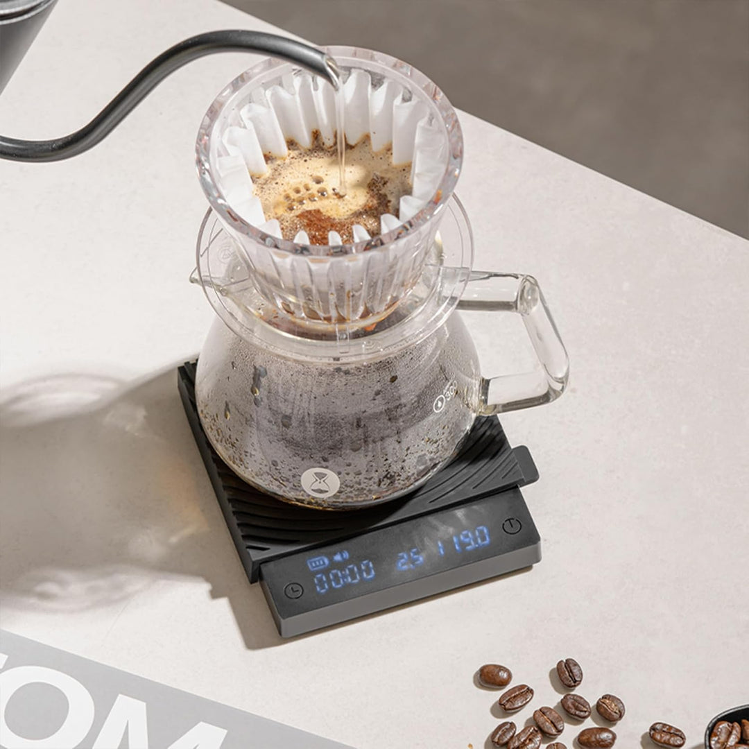 Black Mirror Mini TIMEMORE, Espresso-Waage mit Durchflussfunktions, tragbare Kaffeewaage, 2 kg/0,1 g