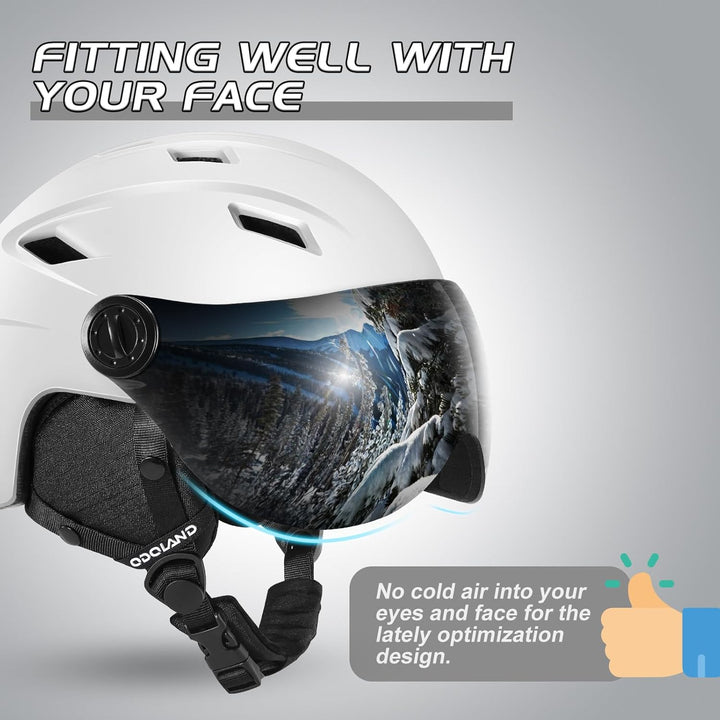 Odoland Erwachsene Skihelm Skihelm mit Visier, Leichter Race-Helm mit Helmvisier für Männer und Frau