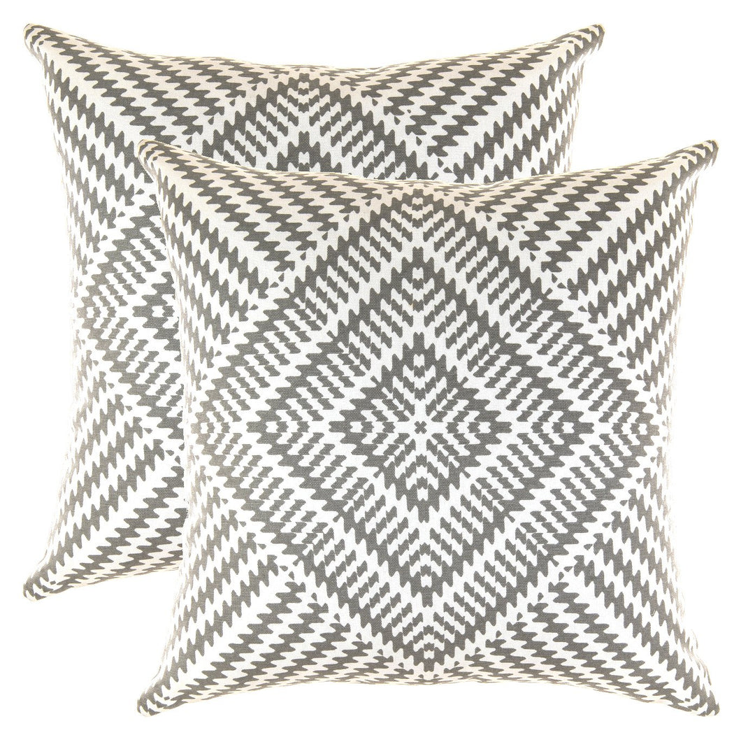 TreeWool Dekorativer Kissenbezug (60 x 60 cm, Graphit Grau) Kaleidoskop Design 100% Baumwolle (2er P