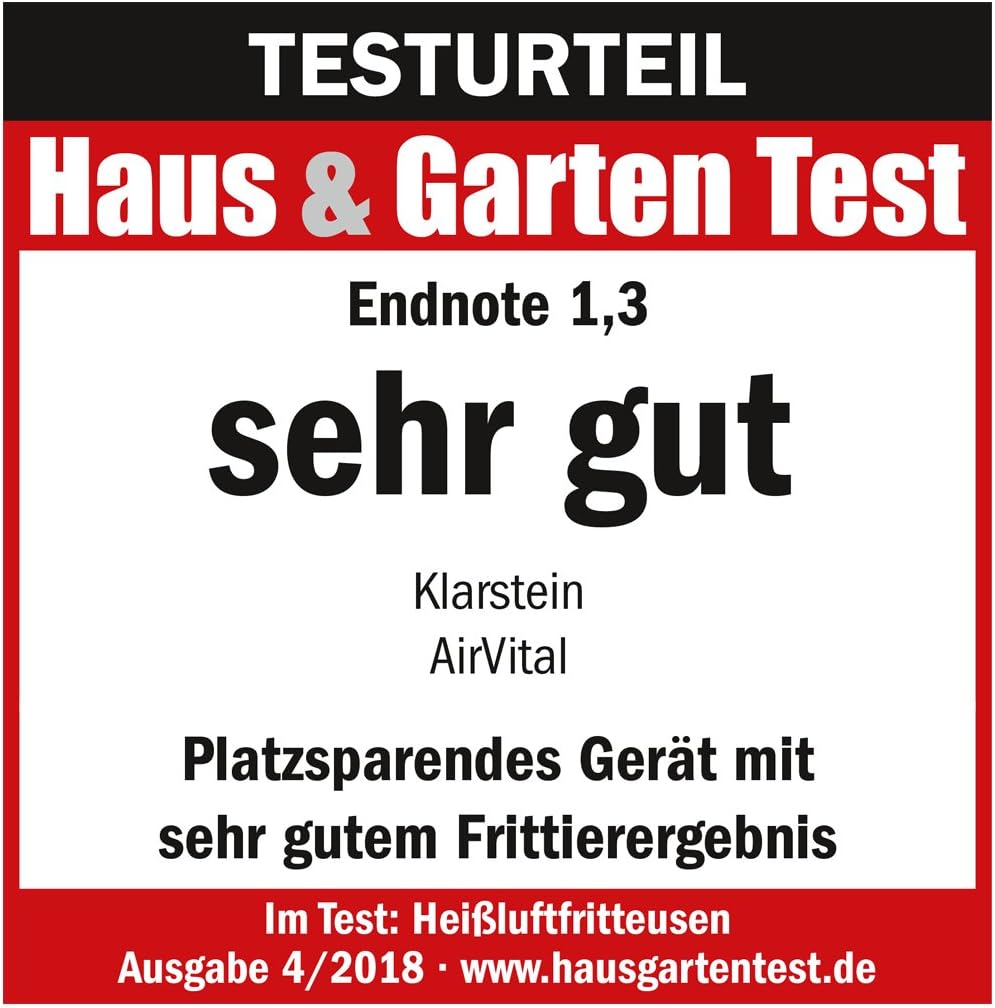 Klarstein AirVital - Heissluftfritteuse, Fritteuse, AirFryer, 1300 W, 2,5 L Füllmenge, fett-frei Fri