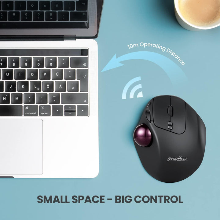 Perixx PERIMICE-717 Kabellose Programmierbare Trackball Maus - 34mm Trackball - 400/1000 DPI - 7 Tas