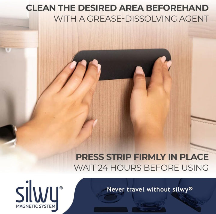 silwy® Metall-Leiste BLACK zum sicheren, platzsparenden Verstauen der Magnet-Gläser (25 cm // small)