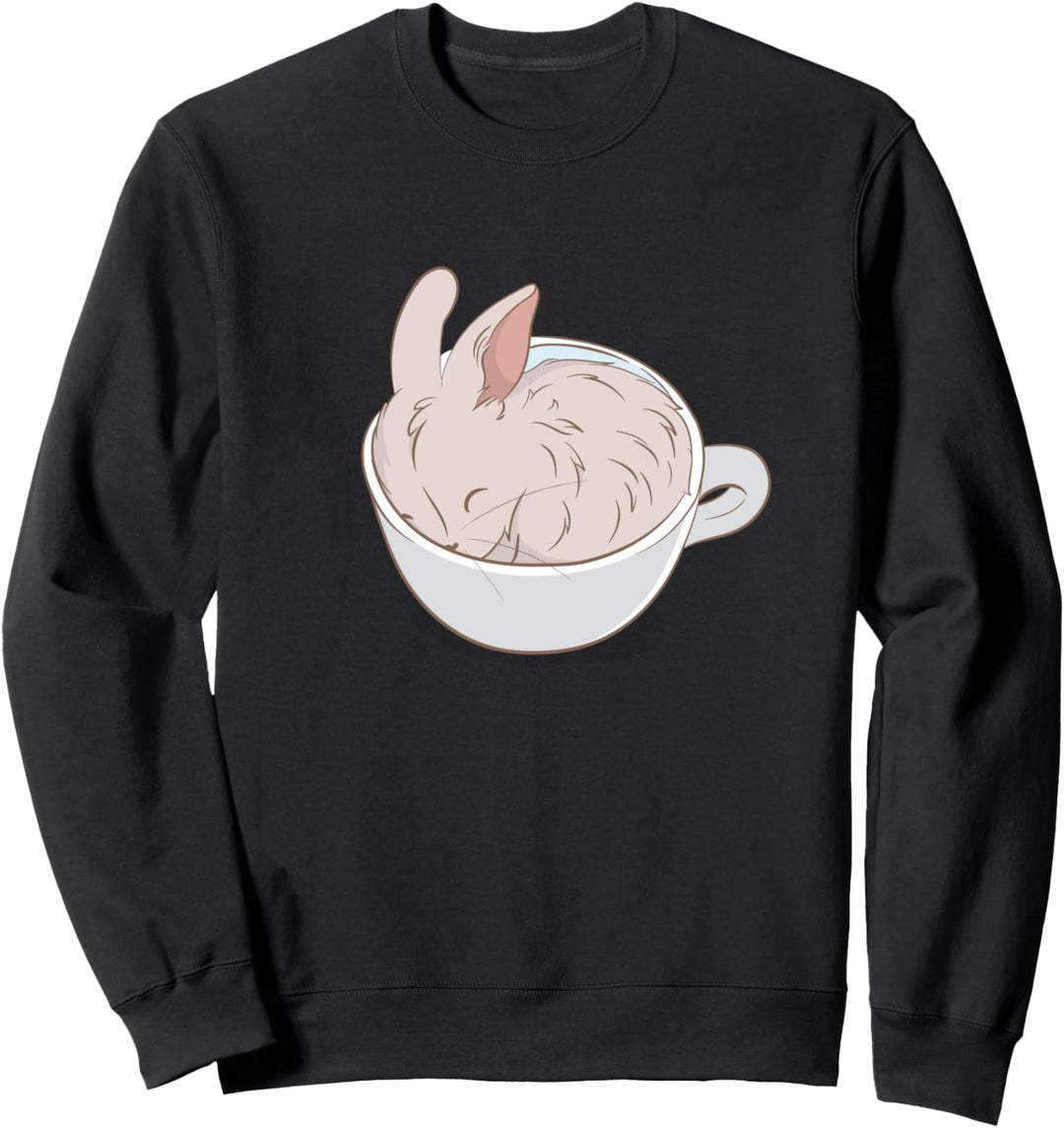 Niedlicher Hase Kaninchen Tasse Kaffee Sweatshirt