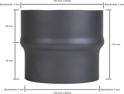 LANZZAS Ofenrohr Erweiterung von 130 mm auf 150 mm, Farbe: gussgrau, (Durchmesser Ø 150 mm) - weiter