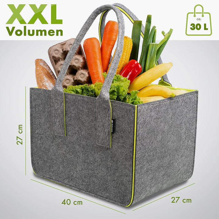 Shopping Bag aus Filz, grosse Einkaufs-Tasche mit Henkel, Einkaufskorb, faltbare Kaminholztasche zur