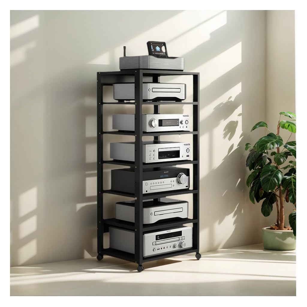 Audio Rack HiFi Regal 7-lagiges HiFi-Audio-Schrank-Streaming-Geräte-Schrank-Audio-Rack mit leisen Ro