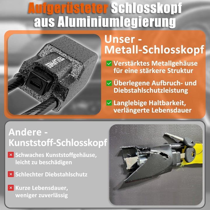 Tevlaphee Lenkradkralle Aufgerüstetes, Lenkradschloss für Auto, Metallkopf, Sichtbares Auto-Diebstah