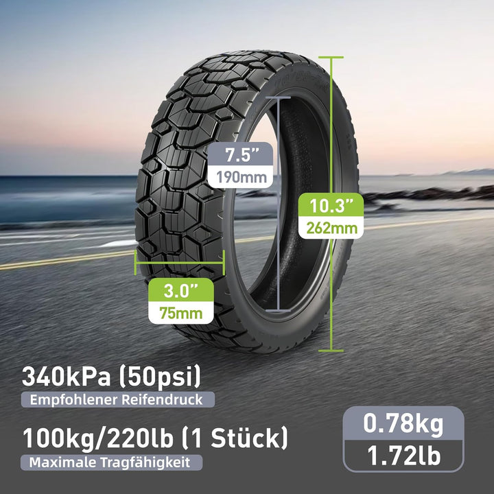 70/60-7,5 Ersatzreifen für Segway Ninebot ZT3 / ZT3 Pro Elektroroller 11 Zoll Reifen Tubeless Schlau