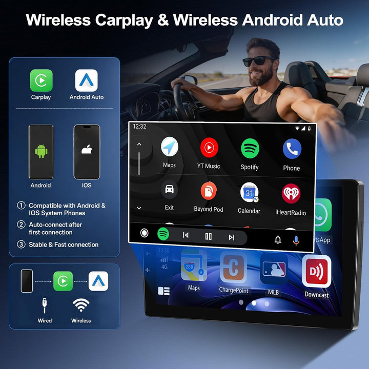 CAMECHO Carplay Autoradio 9 Zoll DSP Radio für Ford Focus Mk2 2004-2011 mit Android Auto FM RDS, Blu