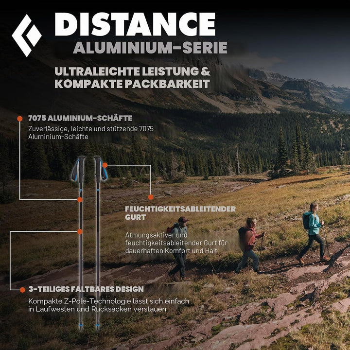 Black Diamond Unisex-Adult Distance Z Poles Trailrunning, Wander, Trekking-Stöcke 110 cm Pewter