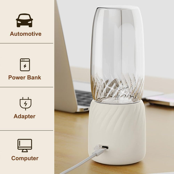 Kleine Standmixer 350 ml, Tragbarer Elektrisch Blender mit 6-Klingen Edelstahl, Mini USB Mixer für F