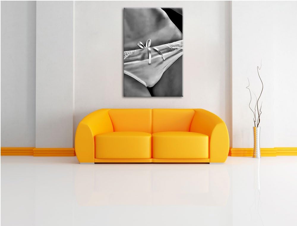 Pixxprint Sexy weisse Dessous als Leinwandbild/Grösse: 100x70 / Wandbild/Kunstdruck/fertig bespannt,
