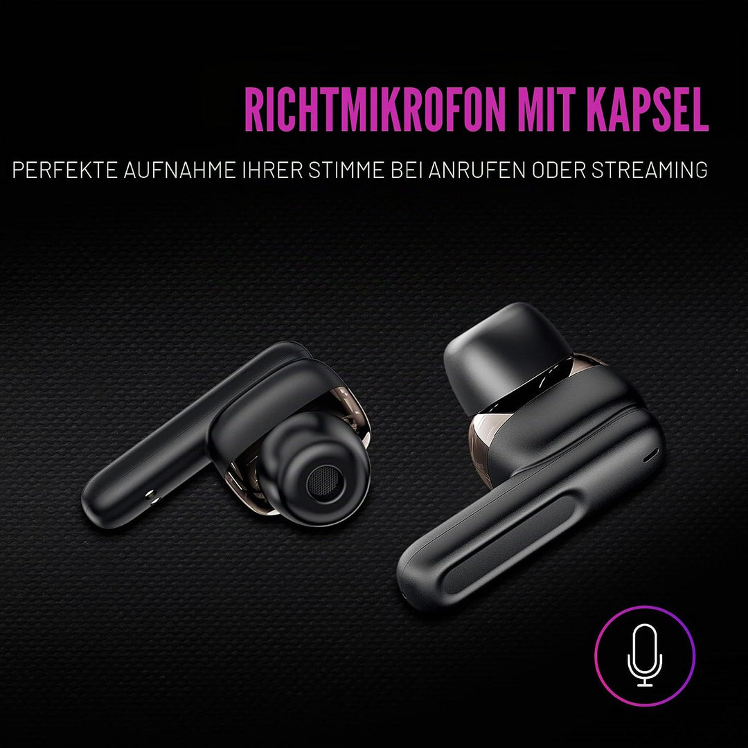 Mars Gaming MHIB Schwarz, Wireless Headset, Bluetooth 5.1, Mikrofon, Geräuschunterdrückung, MHIB