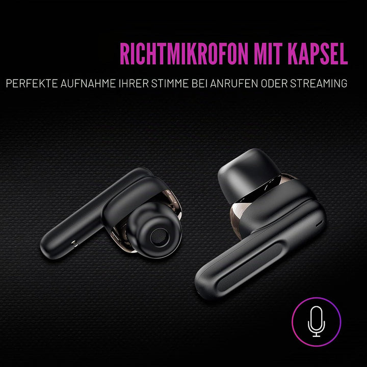 Mars Gaming MHIB Schwarz, Wireless Headset, Bluetooth 5.1, Mikrofon, Geräuschunterdrückung, MHIB